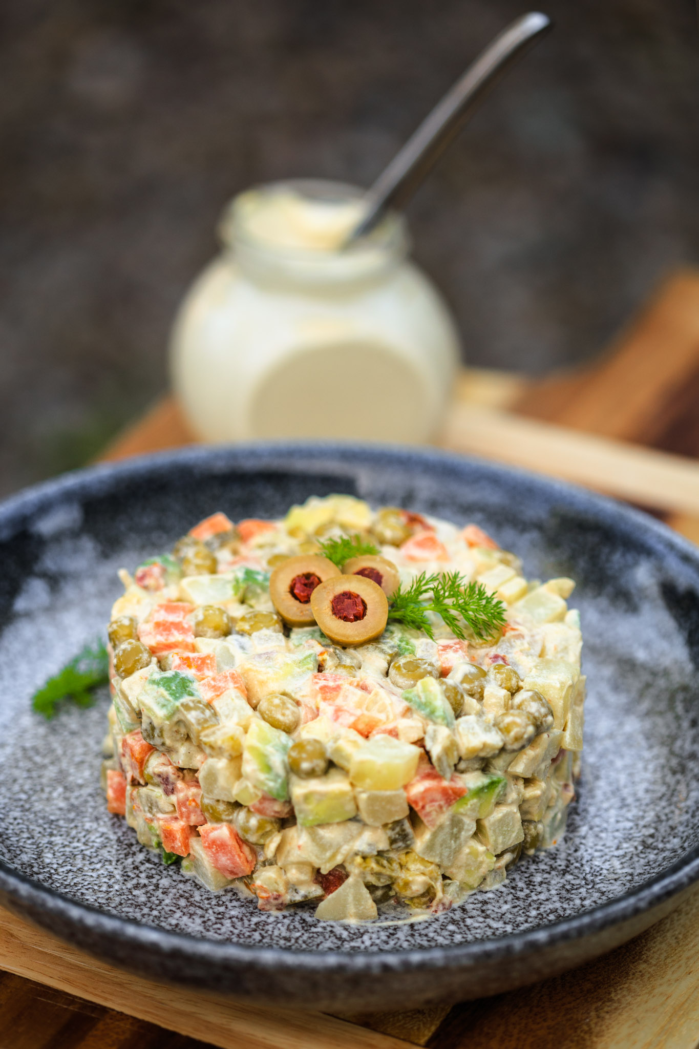 Vegan Olivier Salad Recipe - Diced & Spiced - Healthy Russian Salad
